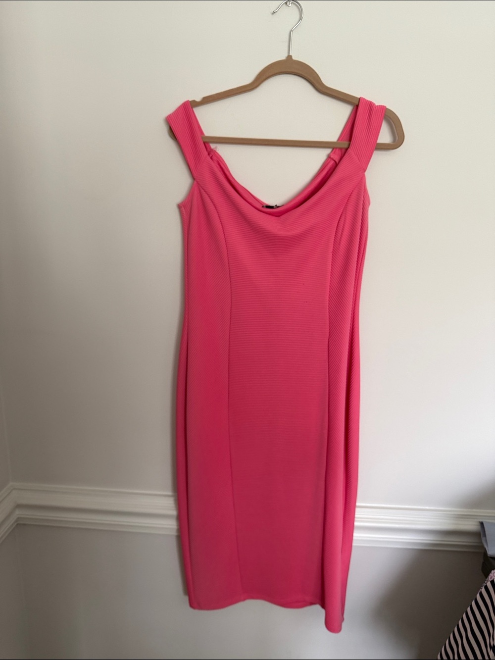 ASOS Hot Pink Cowl Neck Midi Dress